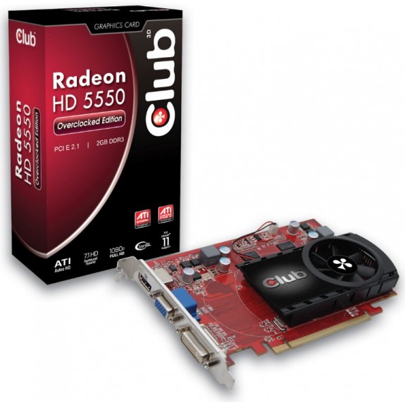 Club 3D приготвя заводски форсирана видеокарта Radeon HD 5550 с 2GB видеопамет