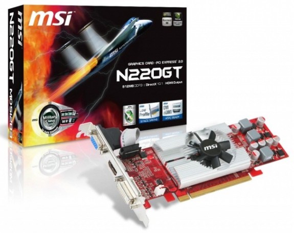 MSi приготвя нископрофилна графична карта GeForce GT 220