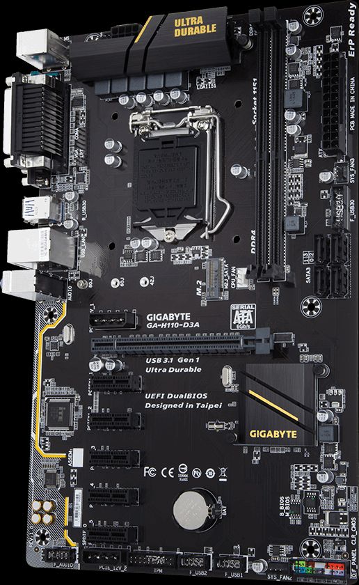 И Gigabyte се включват при „миньорският хардуер“ с H110-D3A