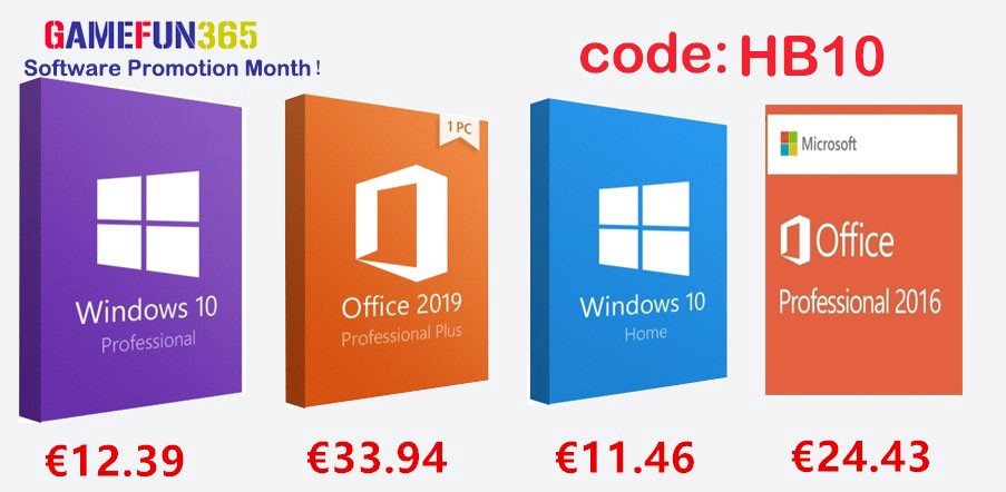 Месец на софтуерните промоции в Gamefun365: Windows 10 Pro само за 13€!