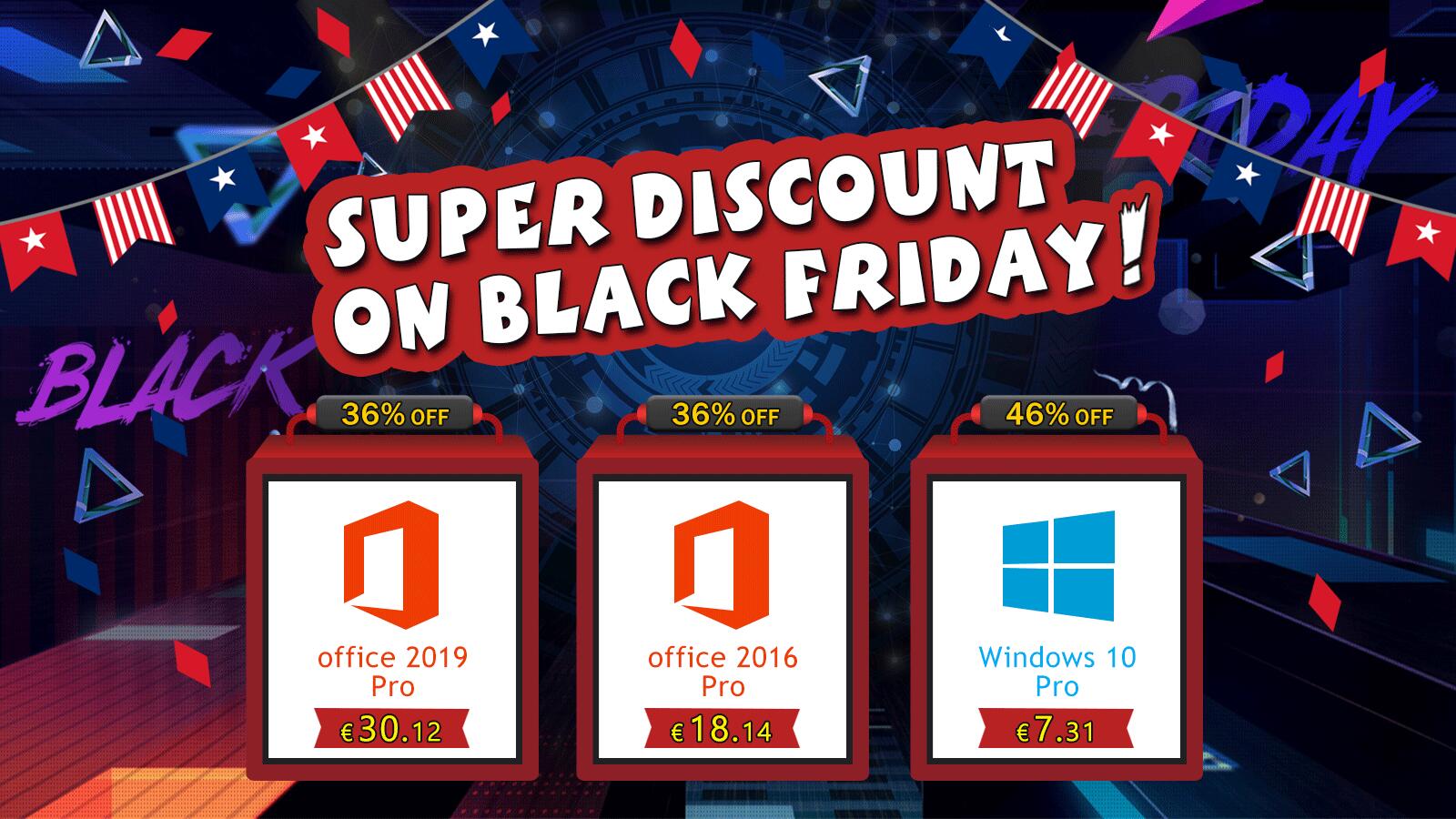 Софтуерна Black Friday оферта: Windows 10 Pro само за €7.31 и Office 2016 Pro само за €18.14